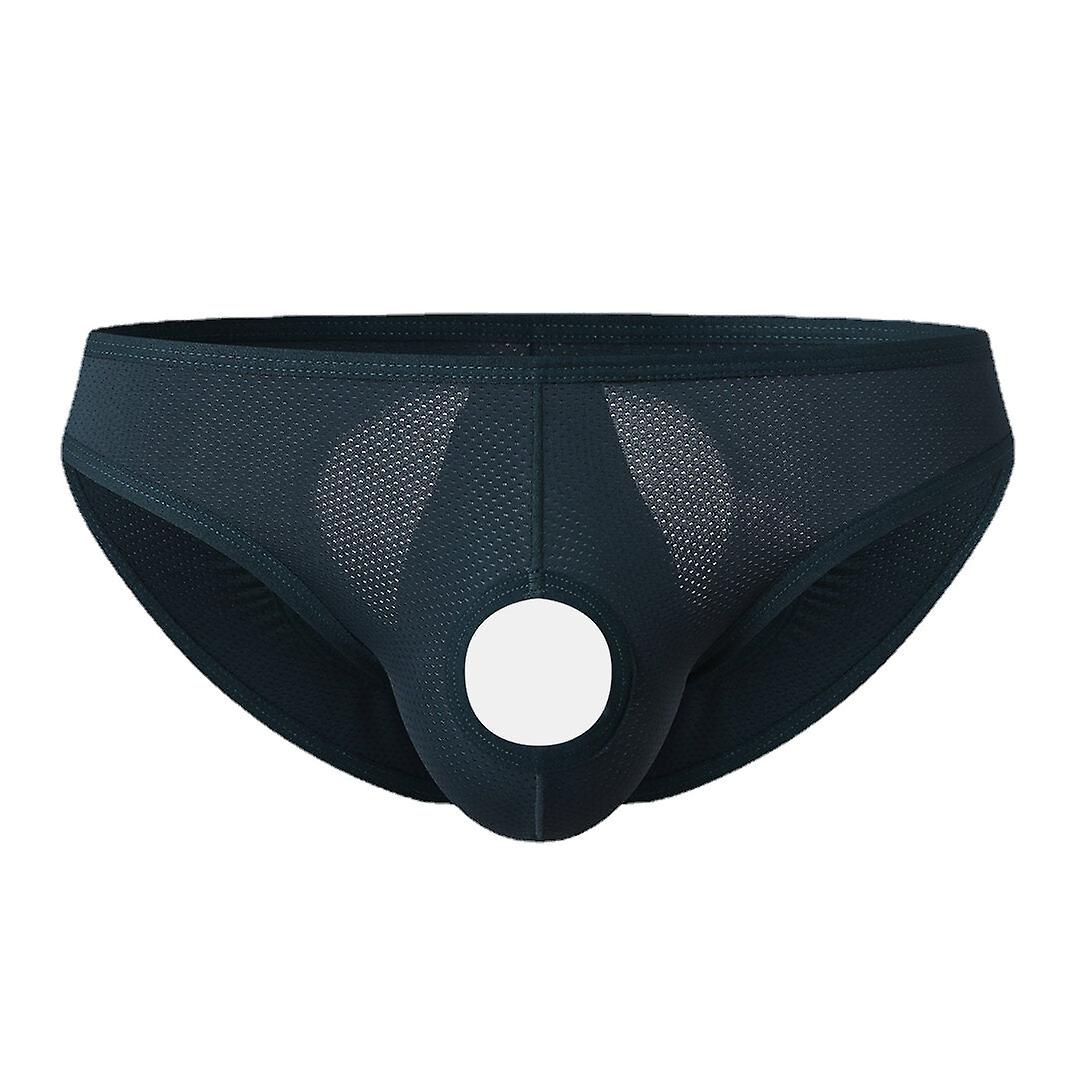 Men's Nylon Mesh Crotchless Briefs With Butt Lifting And Breathable Pouch