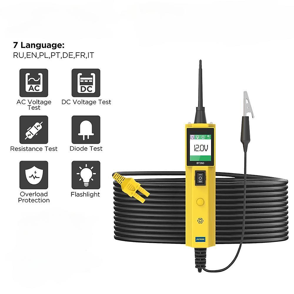 AUTOOL BT260 Car Electrical Circuit Tester Power Probe Automotive Scanner Auto LED Display Voltage Digital Diagnostic Tool pb100