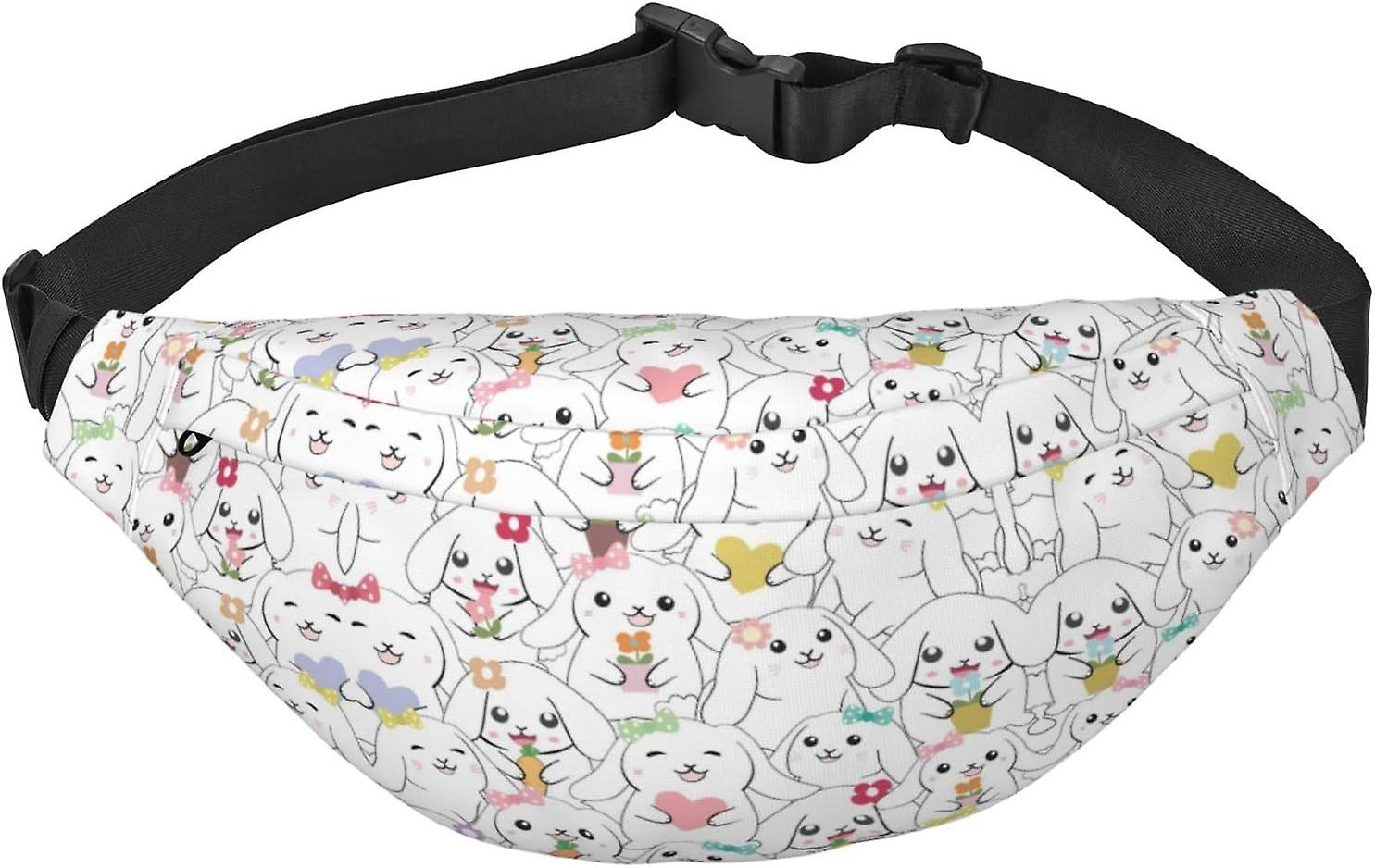 AF00483 فاني باك ، حقيبة كروس بودي الخصر ، حقيبة حزام للسفر للركض للرجال - الكرتون لطيف الأرنب