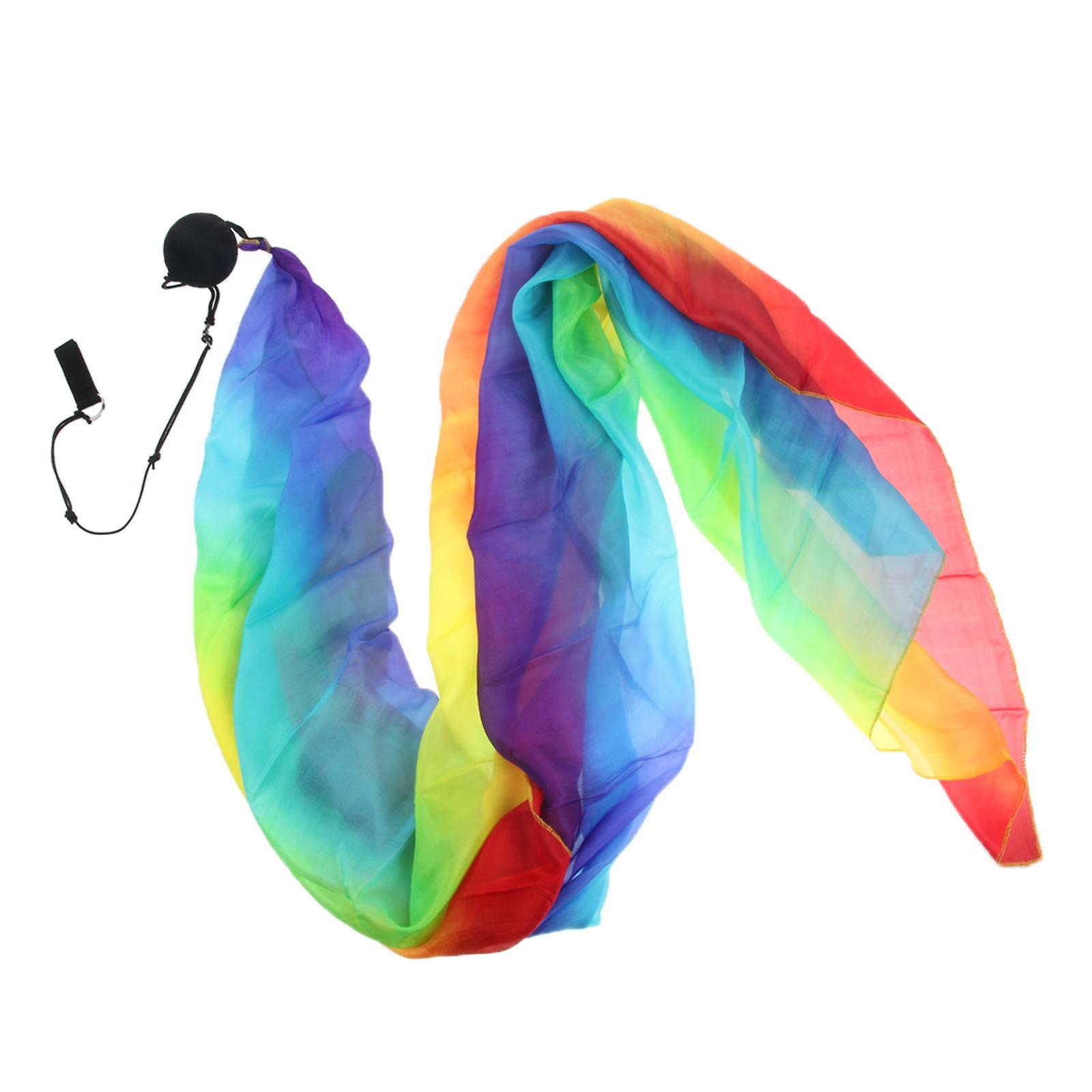 Belly Dance Ball Poi Streamers Silk Streamer Set for Carnivals Dancing Party Rainbow