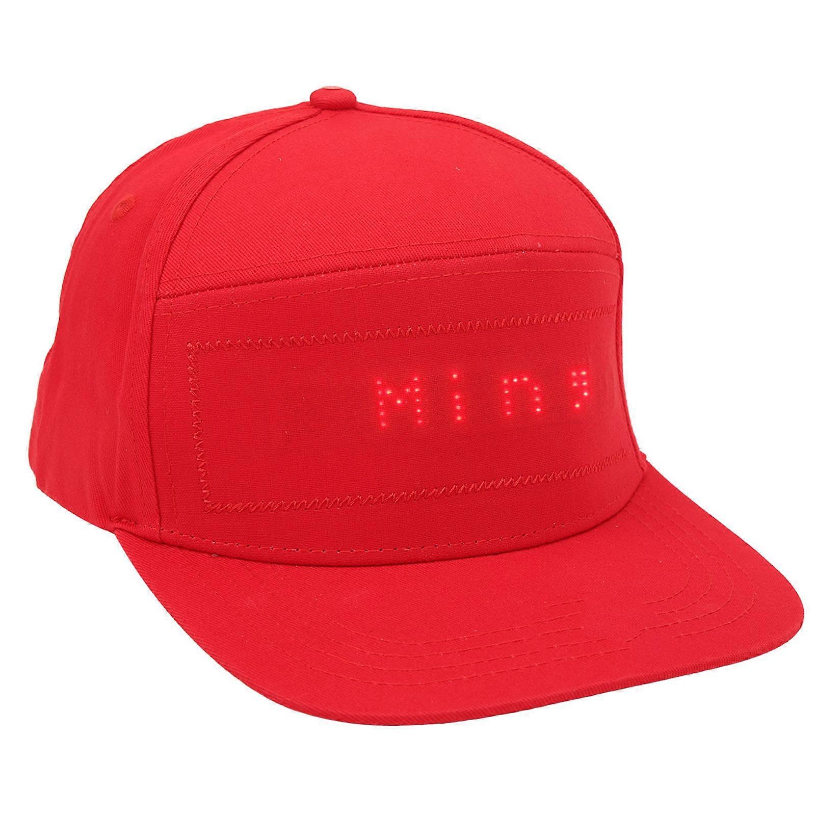 Pure Color LED Display Cap Cell Phone Editable Bluetooth Led Message Smart Hat for Halloween Red Hat Red Words