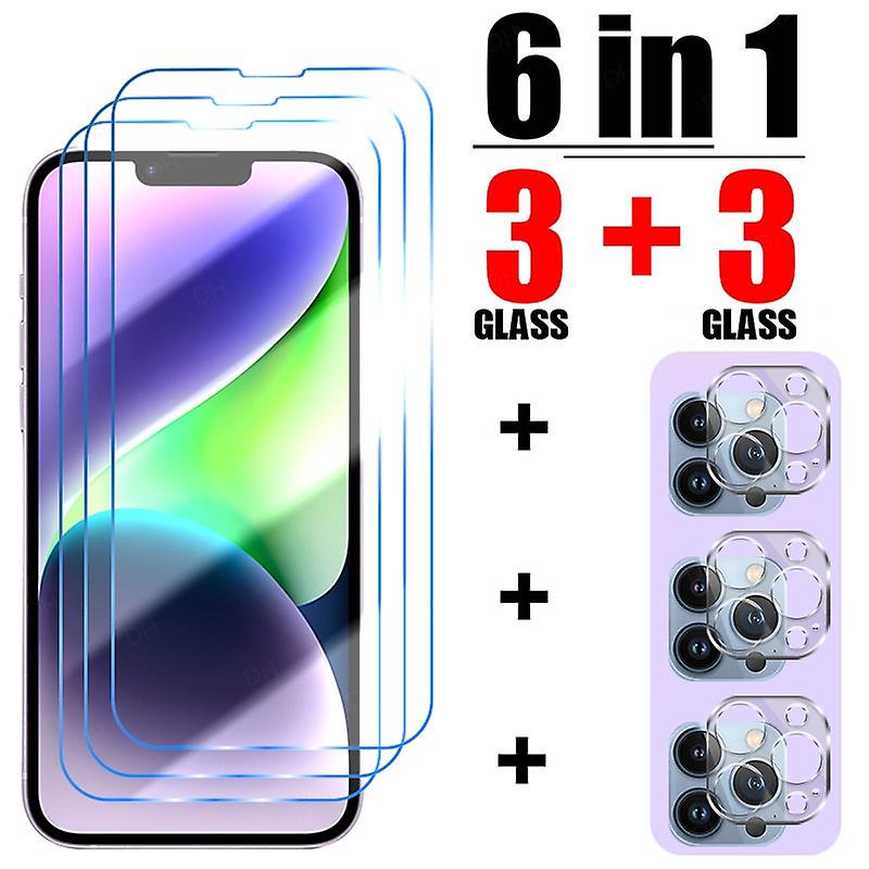 6in1 Tempered Glass For Iphone 14 Pro Max 6 7 8 Plus Se Camera Screen Protector For Iphone 13 Pro Max Xr Xs X 11 12 Pro Glass