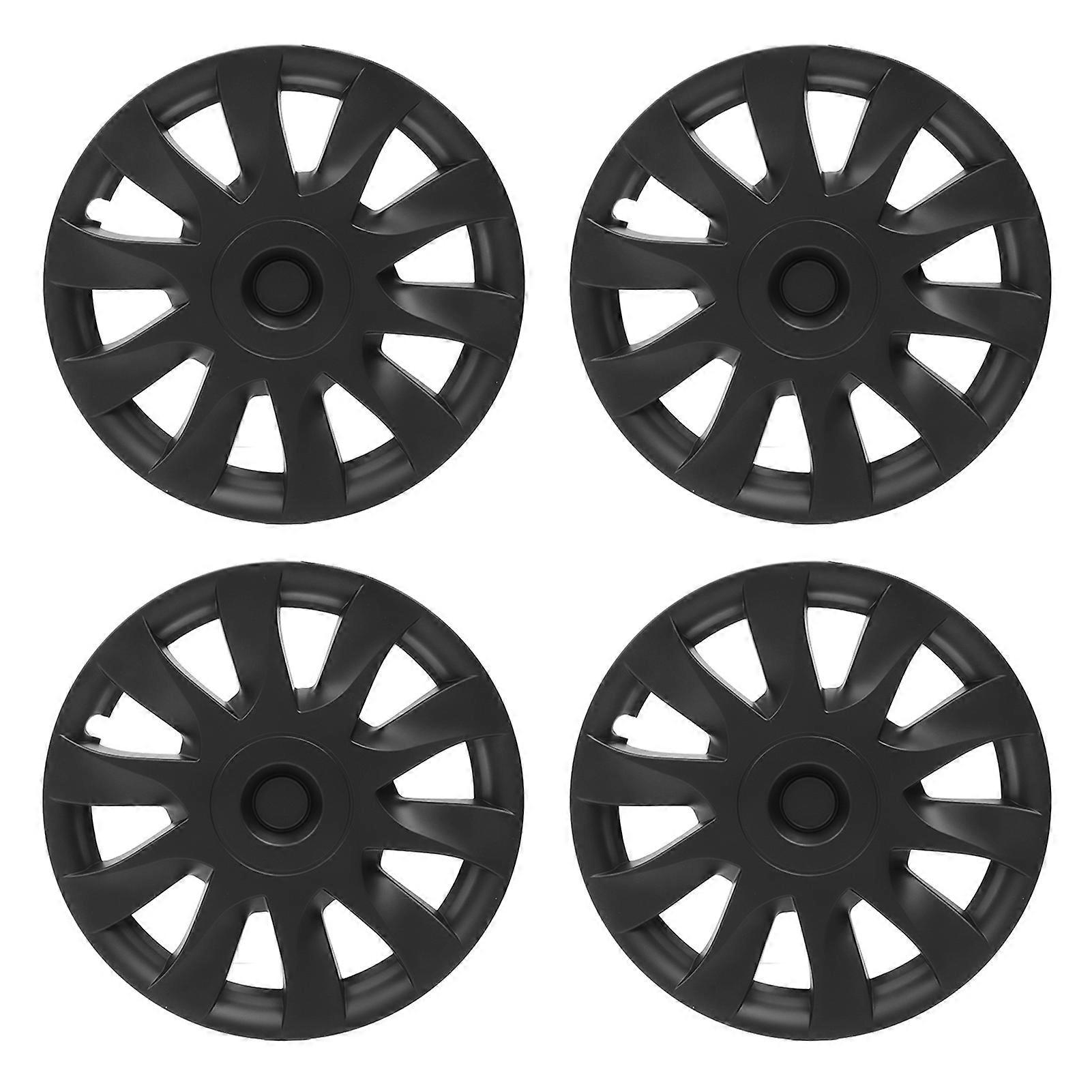 4 Pcs 18 Inch Wheel Hub Cap Matte Black Fully Wrap Rim Protector Trim High Strength Replacement For Tesla Model 3 20172022