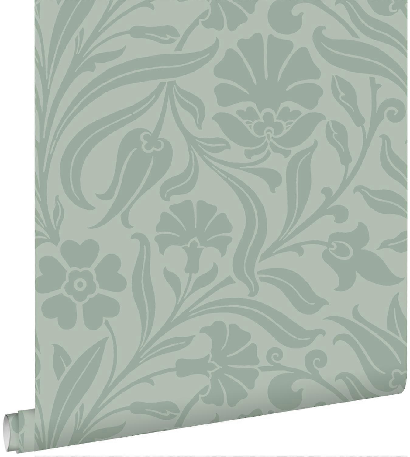 ESTAhome wallpaper flowers grayed mint green - 50 x 900 cm - 139295