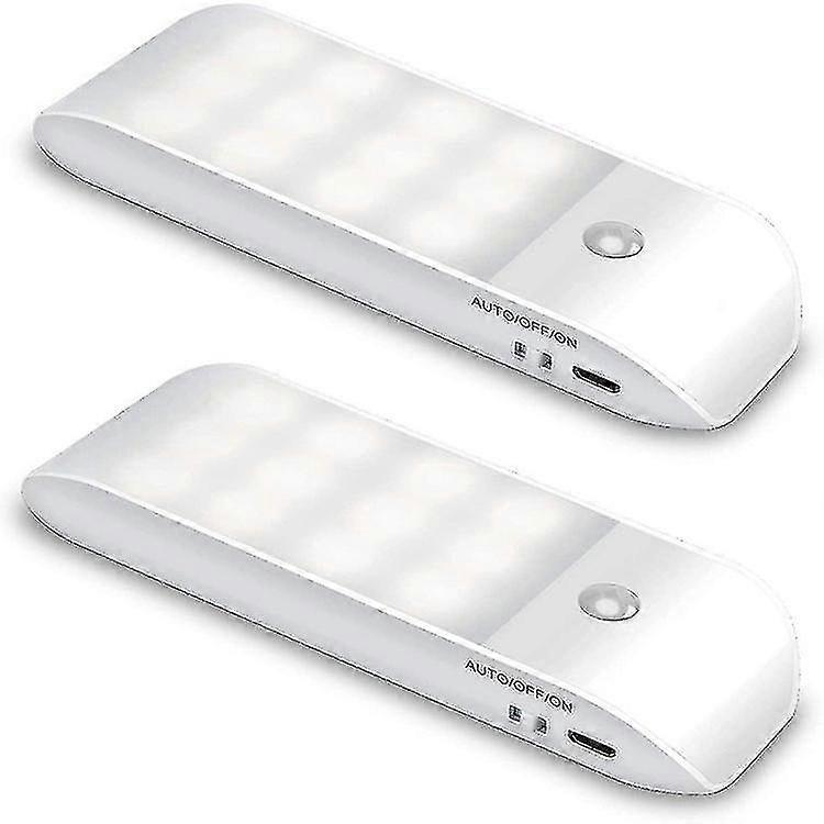 12led smart usb rechargeable wardrobe cabinet sensor light, 2 pcs