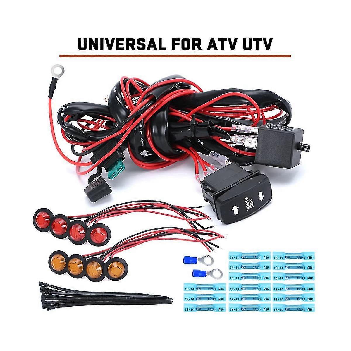 Ensemble Universel De Clignotants RL UTV SXS, Kit Juridique De Rue Avec Barrage De Klaxon, Interrupteur à Bascule, Relais De Clignotant, Fil De Fusibles