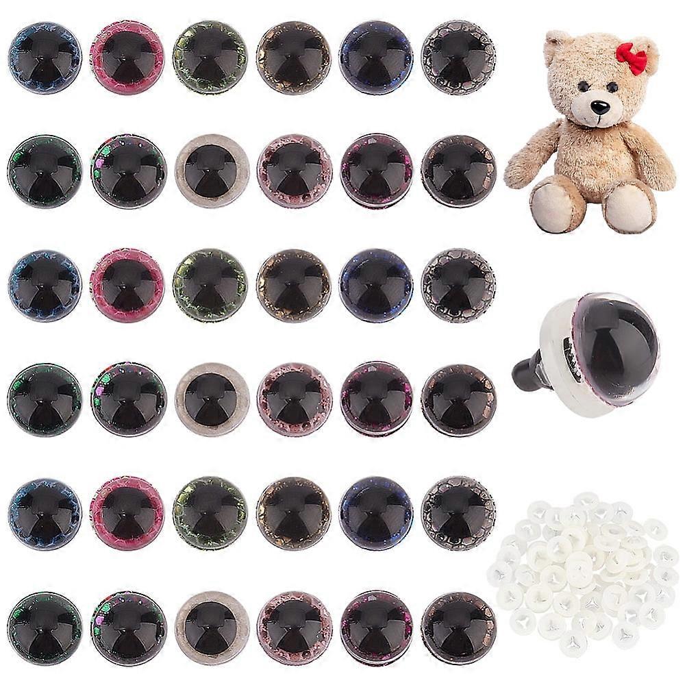 72Sets Plastic Craft Eyes Safety Eyes with Scale Disc and Spacer for Doll Making