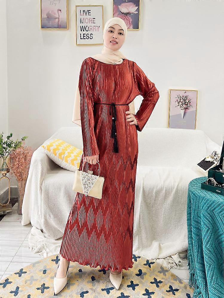 open lace back dress Chiffon Pleated Abaya Dress Modest Fashion  Urgarment