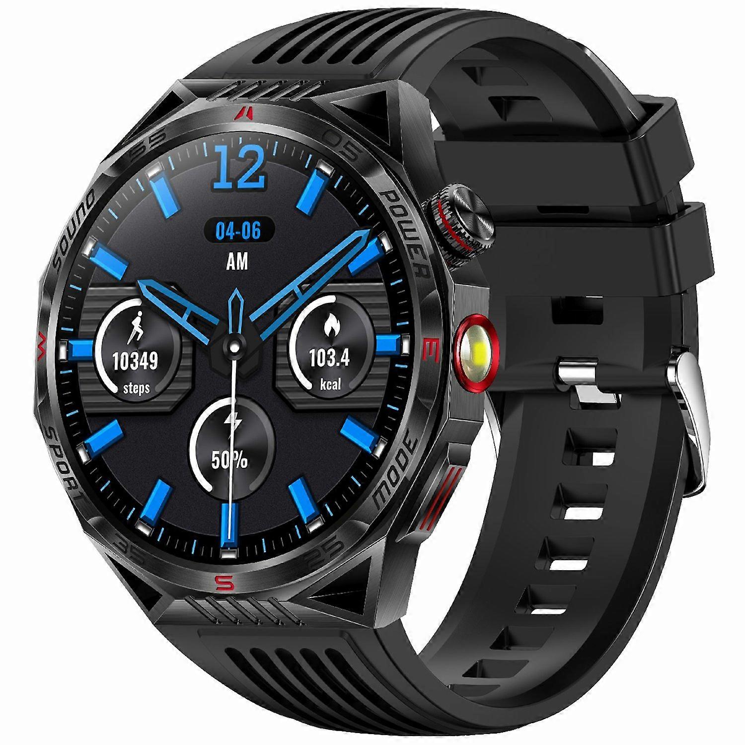 HT28 1.85 inch Screen Smart Watch Bluetooth Call Bracelet with Compass, Flashlight Function - Black