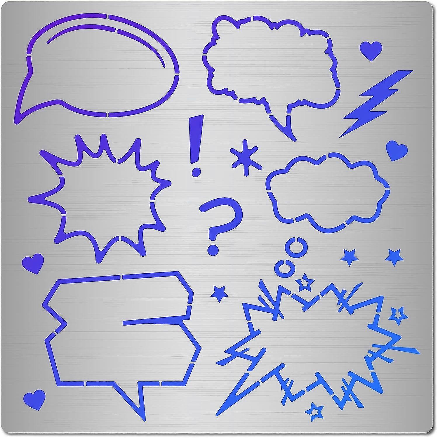 1pc Comic Stencil Reusable Journal Stainless Steel Punctuation Stencils Comical Dialog Box Template