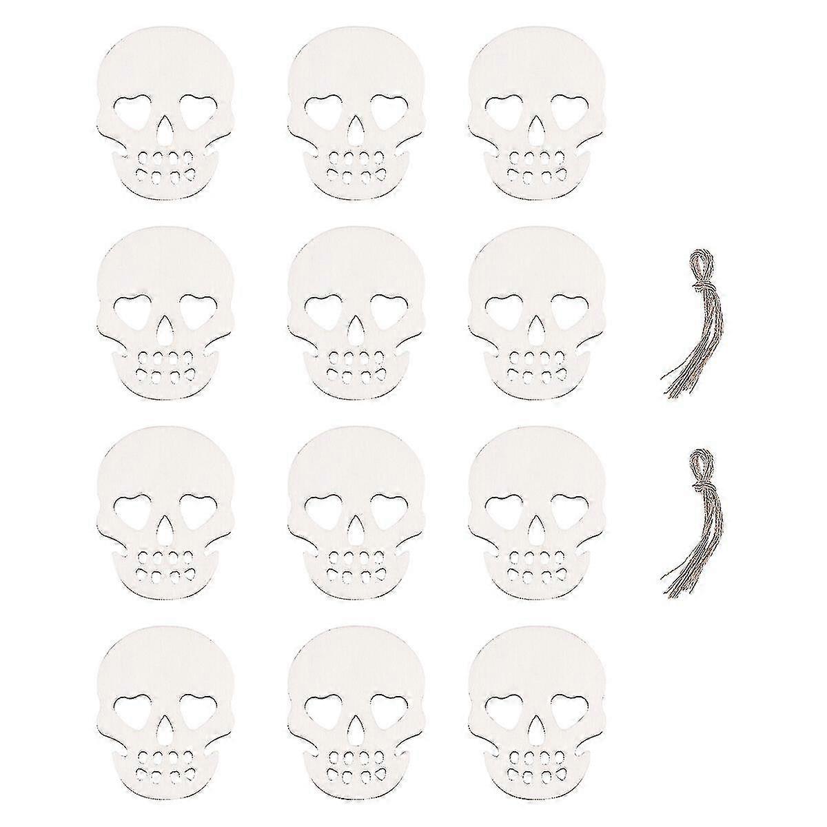 20個ハロウィンスカルウッドチップオーナメントDIYペンダントクリエイティブハンギングデコレーション