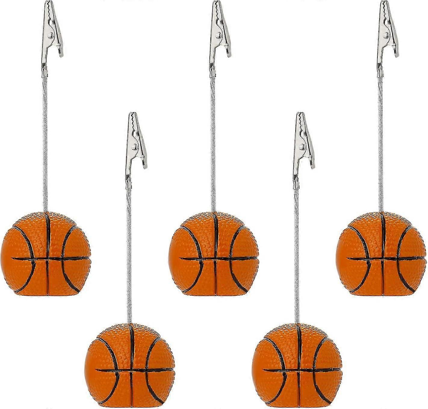 5パックレジンボールベースメモクリップホルダースタンドノートペーパークリップ写真カードディスプレイワニ口クリップ付き、バスケットボール
