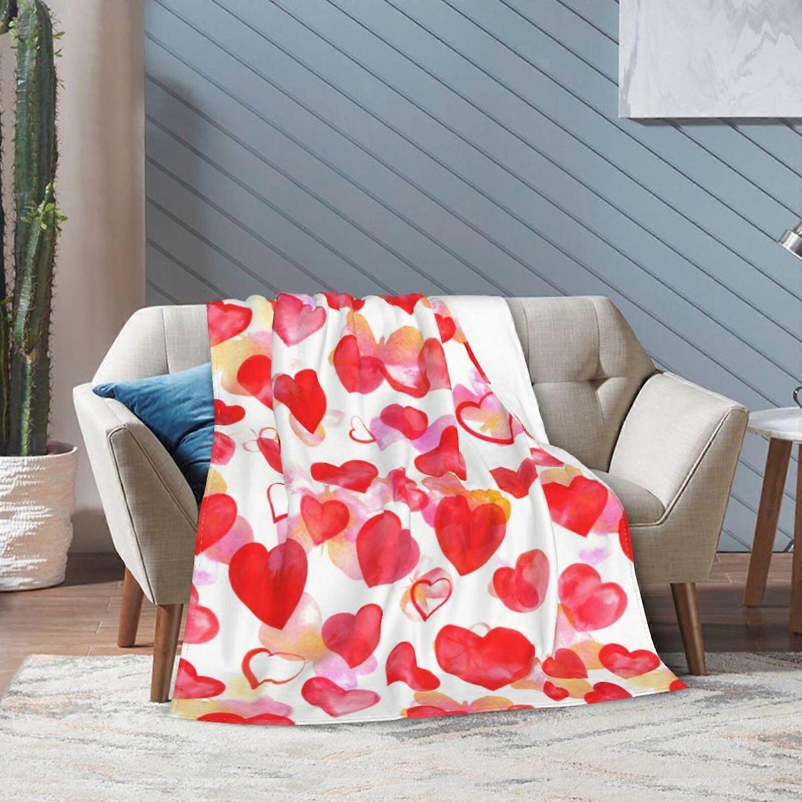Happy Valentine's Day Throw Blanket for Couch Bed Travel Sofa All Seasons Flannel Blankets Soft Durable Lightweight 40 x 30 Inches