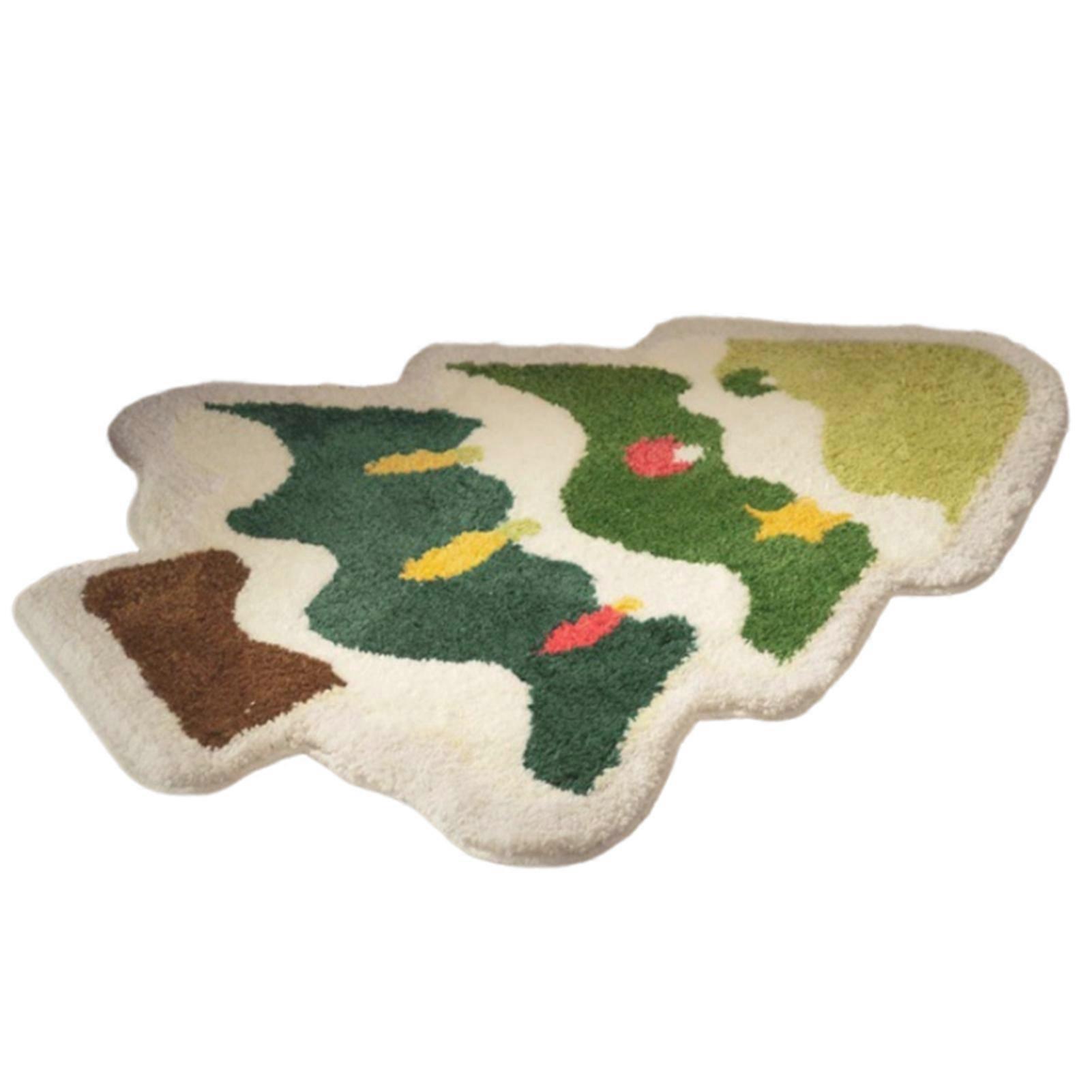 Cartoon Holiday Tree Shaped Rug Washable Decorative Bedside Blanket Non-slip Super Soft Indoor Carpet