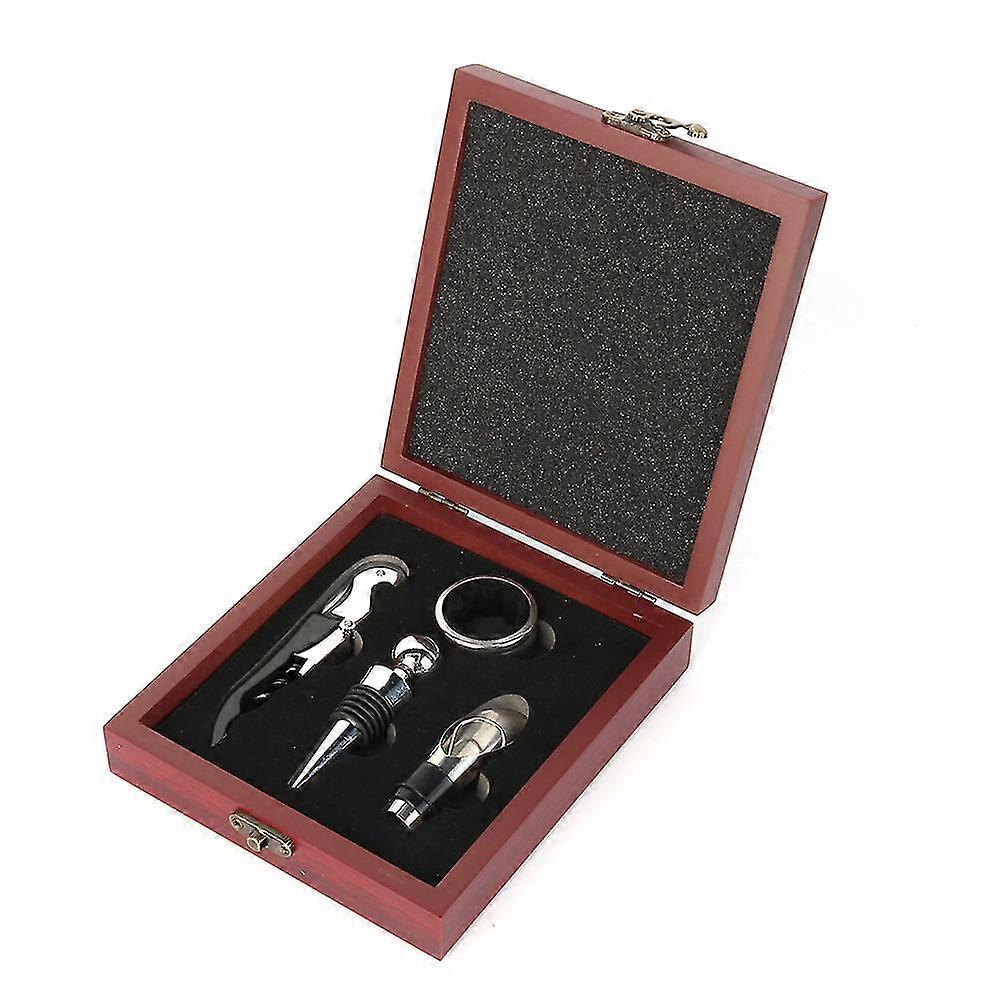 Vinflasköppnare 4-delad verktygsgåva Set Vinflasköppnare Vinset Trälåda
