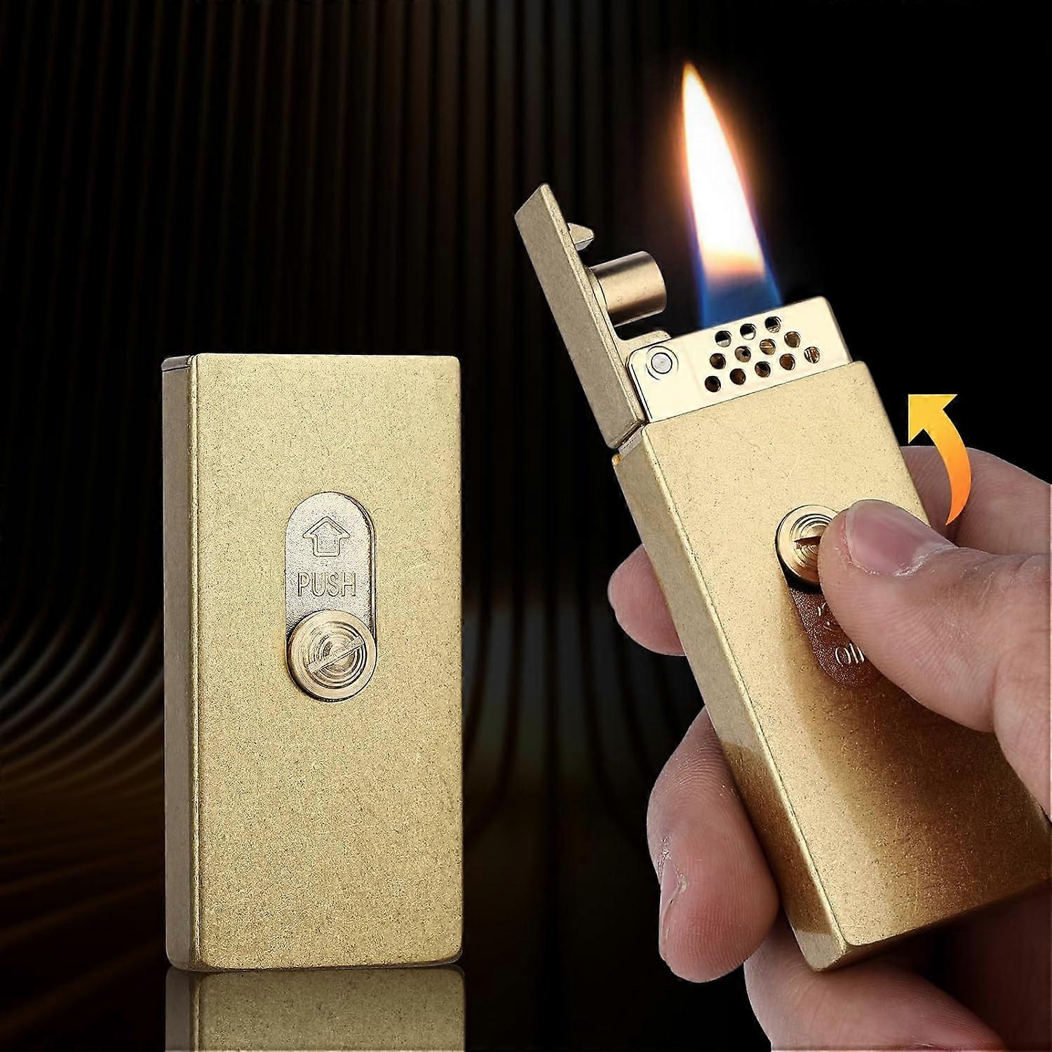 Vintage Trench Lighter Fluid Refillable, Windproof Matchbox Kerosene Lighter with Creative Ignition, Antique Soft Flame Lighters, Cool Lighter Collect