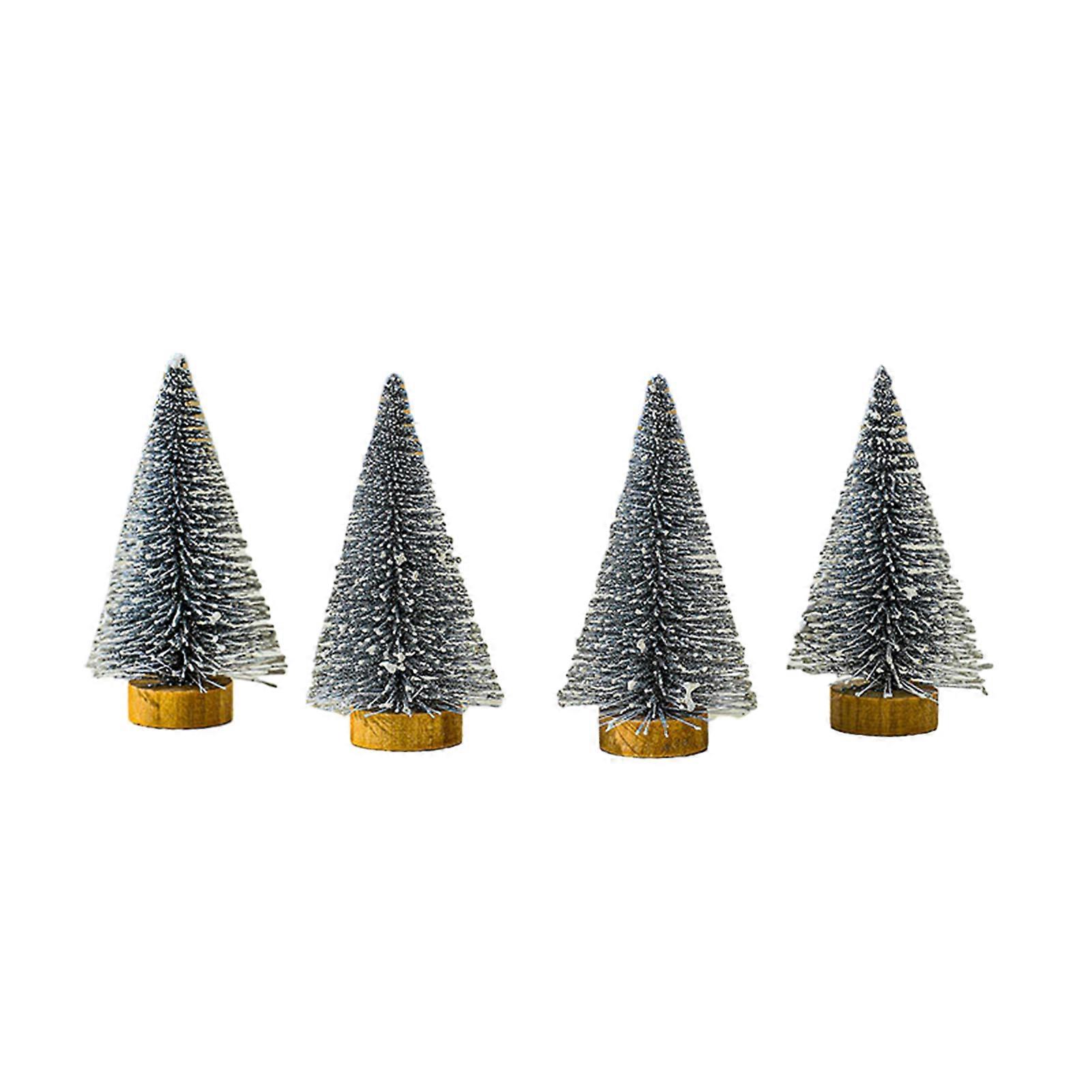 4Pcs Mini Christmas Tree Realistic Wooden Base Miniature Pine Tree for Party Festive Desktop Decorations Qinghai