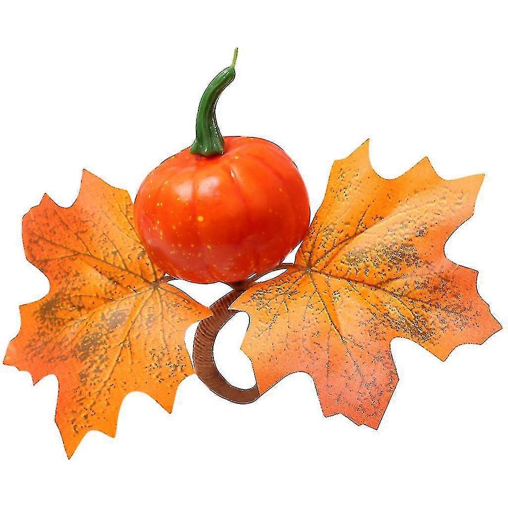 秋のナプキンリング手作りカボチャメープルリーフナプキンセルビエットバックルホルダーハロウィーン感謝祭の結婚式のためのホルダー