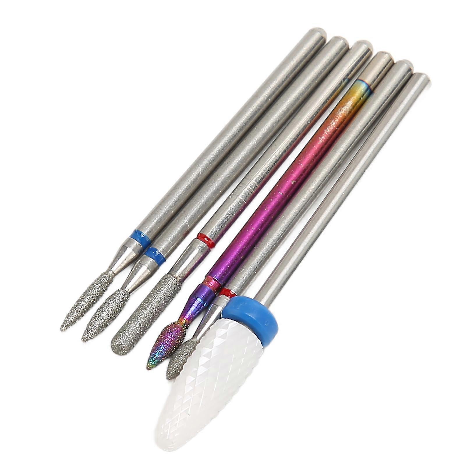 6 قطع أظافر بشرة الأنظف بت المهنية الروتاري تلميع مسمار الحفر مخروط بت لصالون مانيكير 