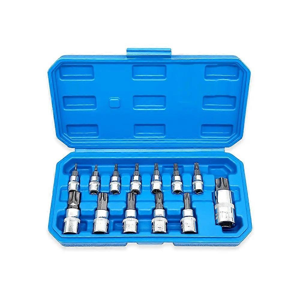 13pc Torx Star Bit Socket Nuts Set 1/4 3/8 and 1/2 Drive T8 - T70 Home Tool Kits