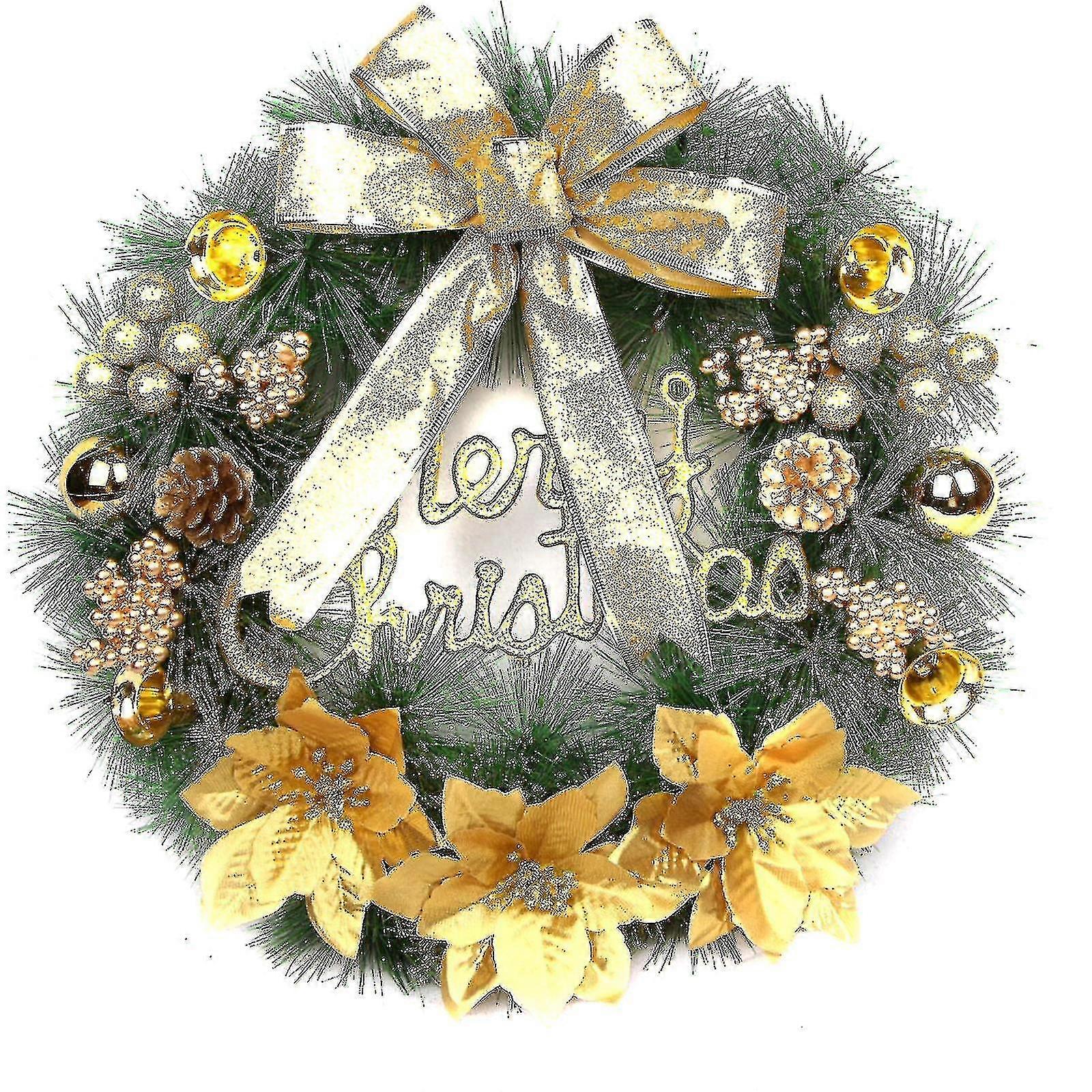 Grinaldas guirlanda artificial com sinos bowknot porta de Natal Decoration_y