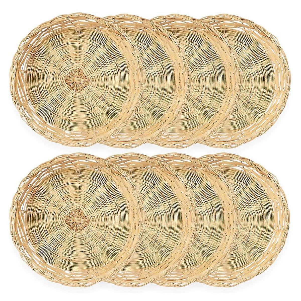 8 Pack Bamboo Paper Plate Holders, 10 polegadas reutilizáveis para pratos de jantar Hand Woven Wicker Paper Pla