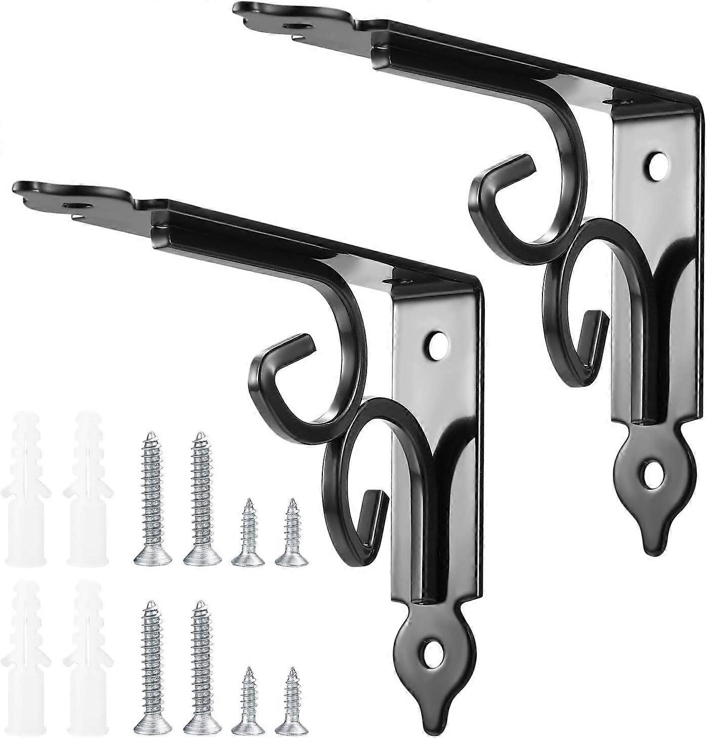 Wall Shelf Bracket, Wall Shelf Brackets, 90 Degree Triangular Fixing Bracket, Metal Angle Bracket for Bookshelf, Kitchen - Black 2 Pieces,2024 Ping