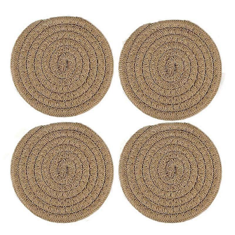 Set of 8 Handmade Braided Coasters, Absorbent, Round, 12cm, Heat Resistant, Super Absorbent,2024 Ping