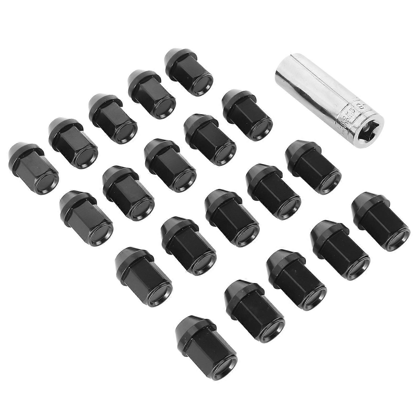 20pcs אוניברסלי גלגל מטען אגוז רכזת מכסה m12x1.5 הליך משנה 35mm סגסוגת אלומיניום CNC w / שקעשחור