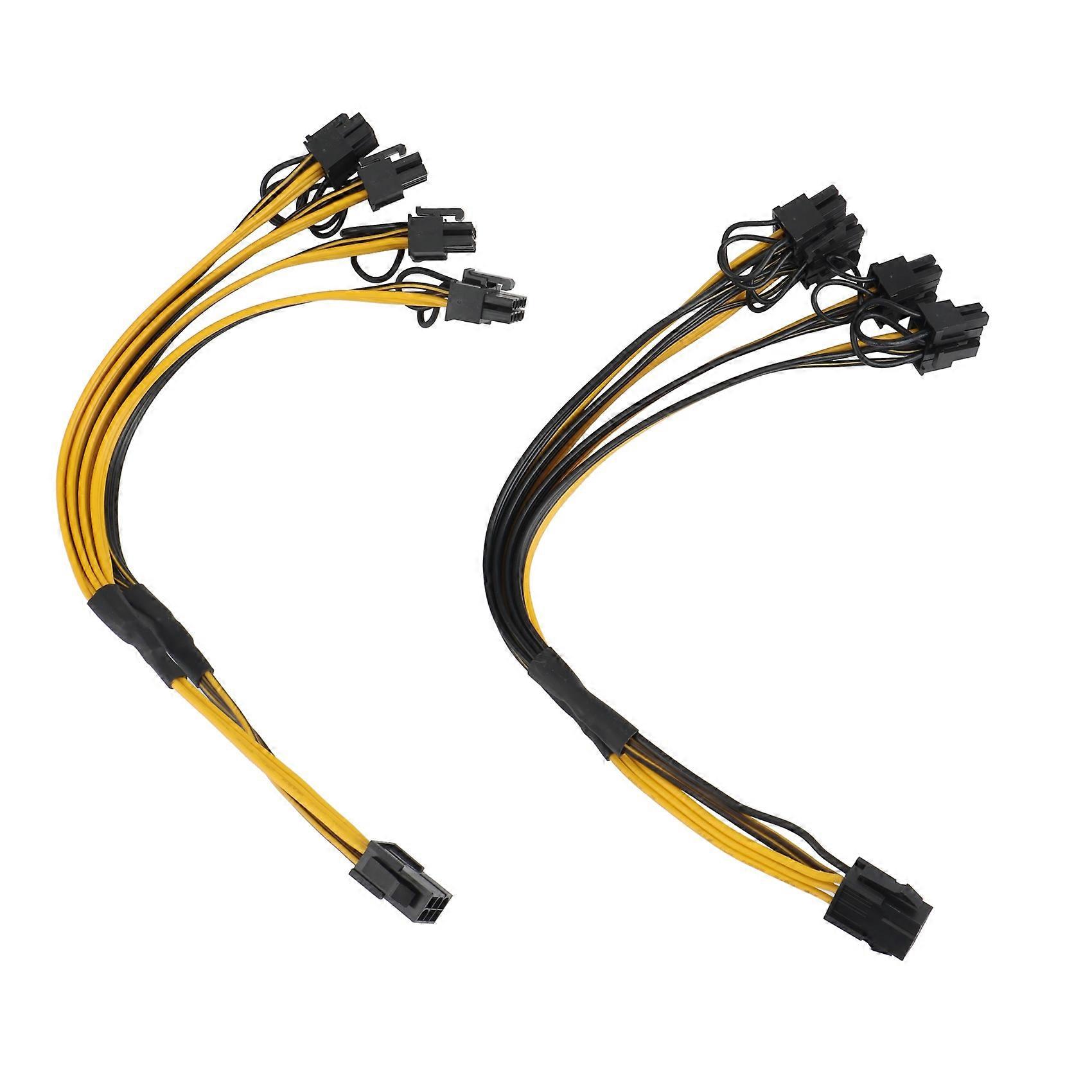 2Pcs PCI-E 6Pin to 4X PCIe 6+2Pin GPU Graphics Card Splitter Power Cable 6Pin to PCIe 8Pin Power Su