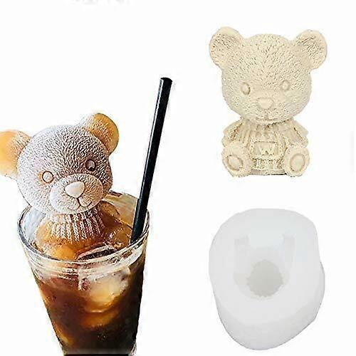 4 Pack 3D Bear Ice Cube Mold Silicone Ice Cube Trays Maker Drink Cake Decoration