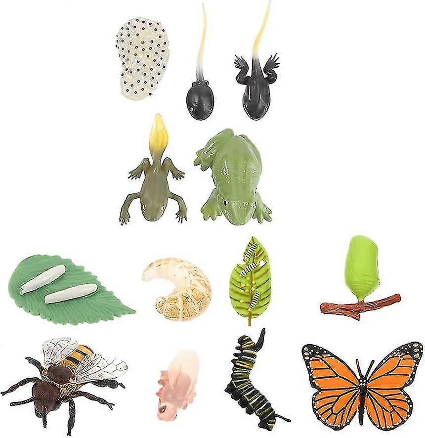Yaju 3 Sets Insect Figurines Life Cycle Of A Butterfly Frog Safariology Growth Cycle Model Bug Figures Educational Toy For Kids Toddlers Multicolour)