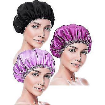 3 Pieces Sleeping Cap Satin Hood Night Headgear Sleeping Soft Hair Turbans