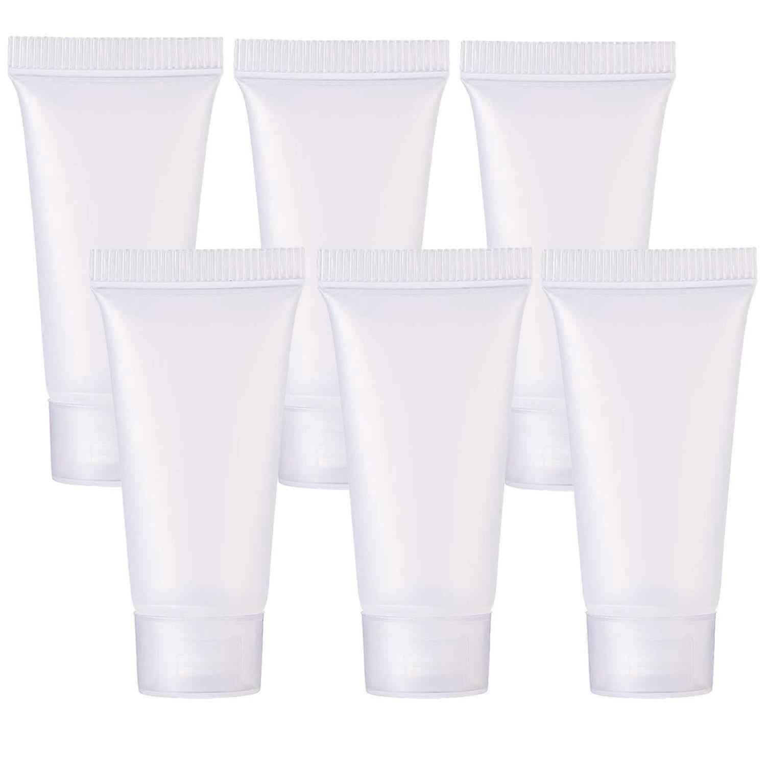 10Pcs 50g Empty Squeezable Soft Plastic Tubes Refillable Cosmetic Sample Vial Container with Flip Caps