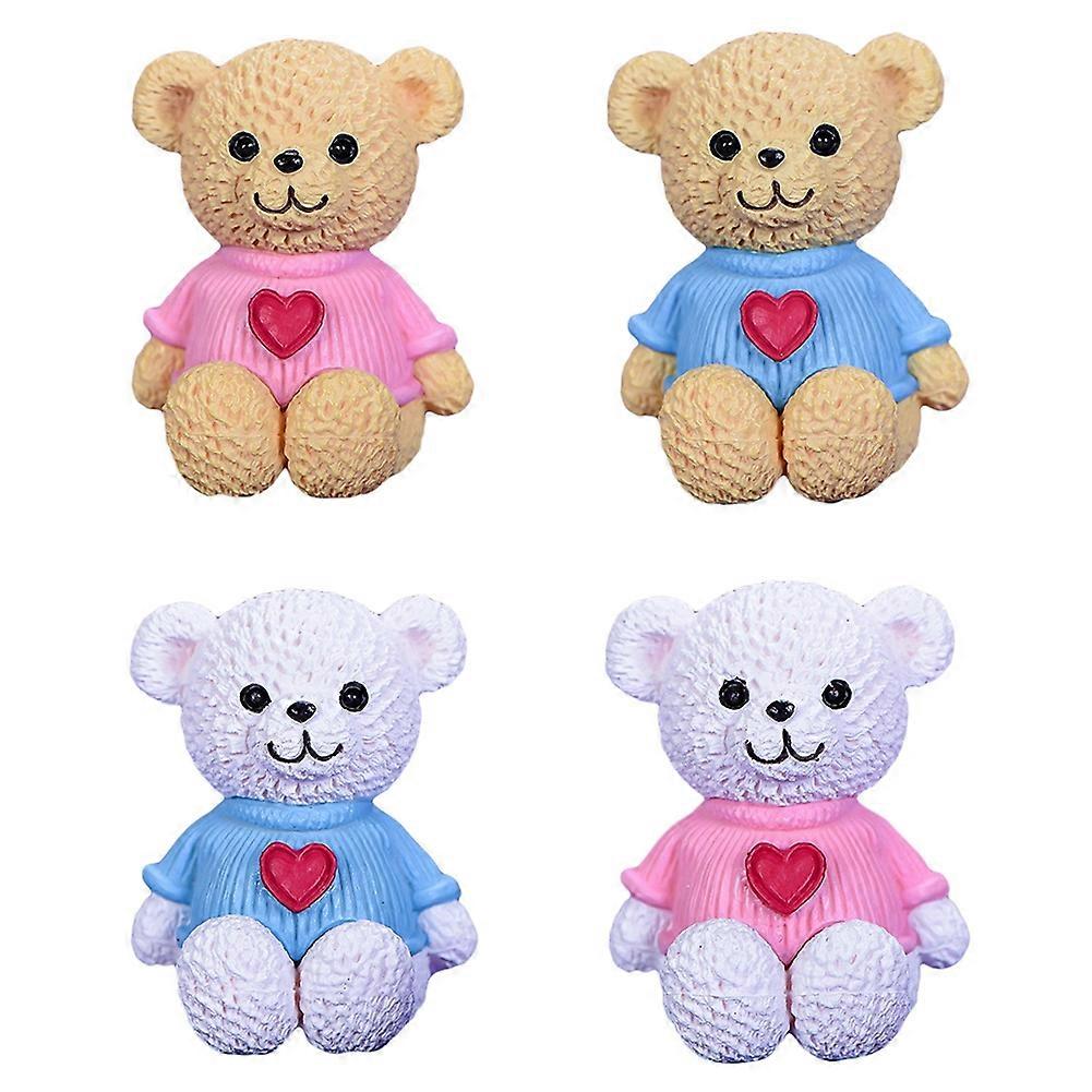 4Pcs Heart Teddy Bear Model Figurine Micro Landscape Bonsai Ornament Home Decor
