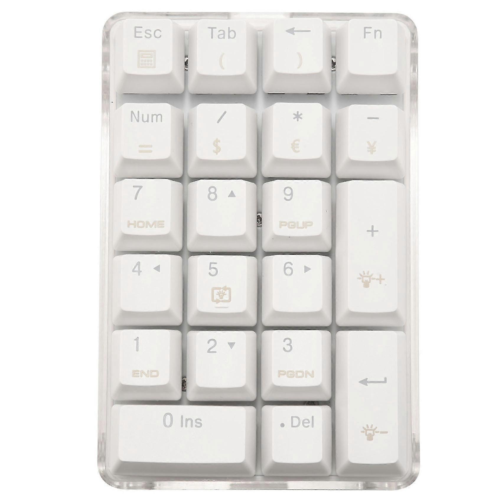 21 Keys White Backlit Mechanical Numeric Keypad Numpad With Cherry Blue Switches For Notebook Deskto