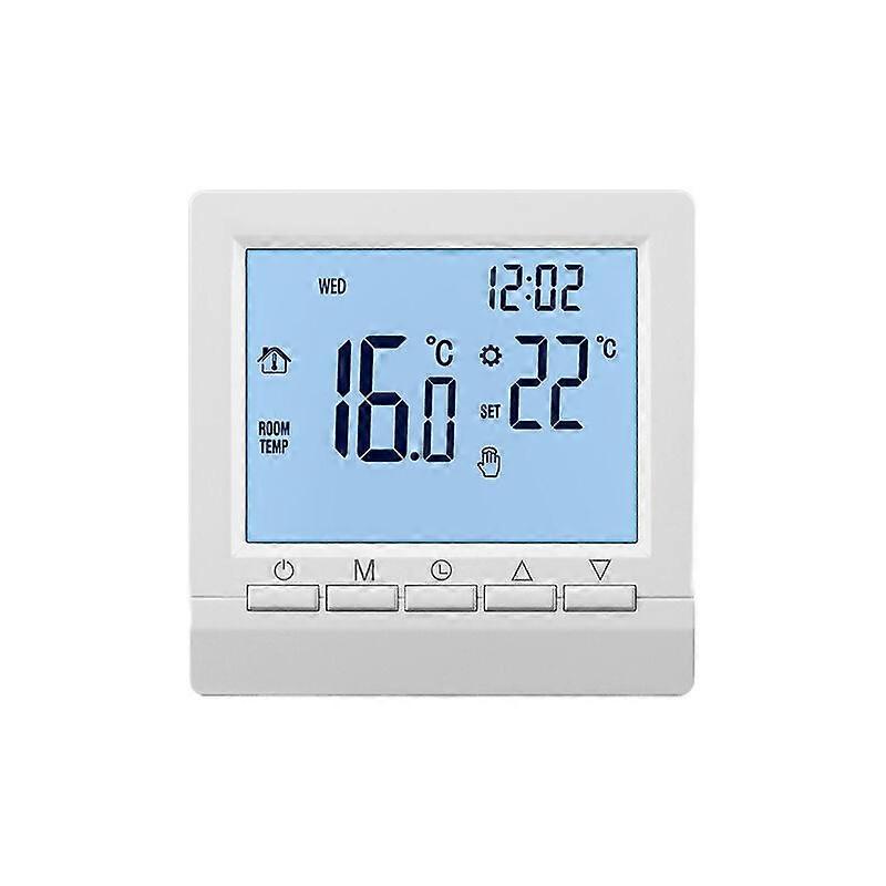 Smart Wall Thermostat with LCD Display for Floor Heating - Blue Backlight - White Light