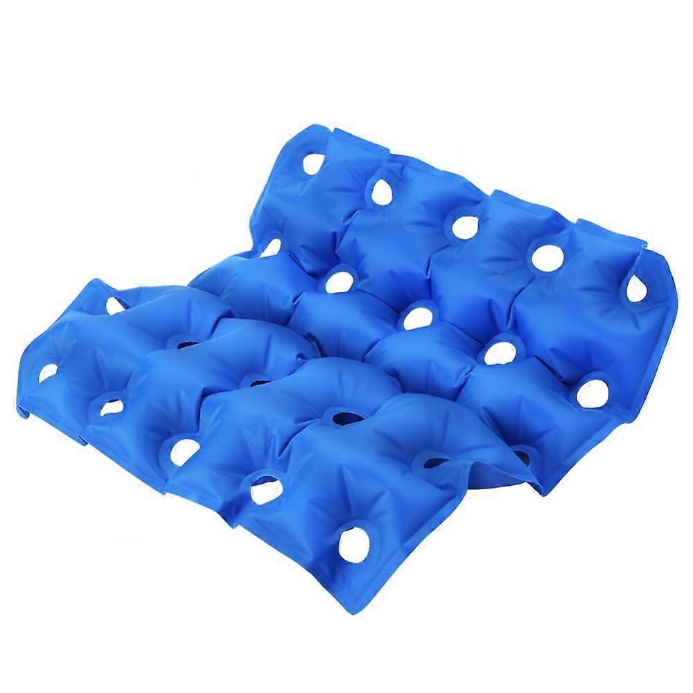 Waffle Cushion, 18.1x18.1inch Inflatable Cushion, Blue Comfortable Square Household Portable Bed Sore Seat Cushion with Air Pump
