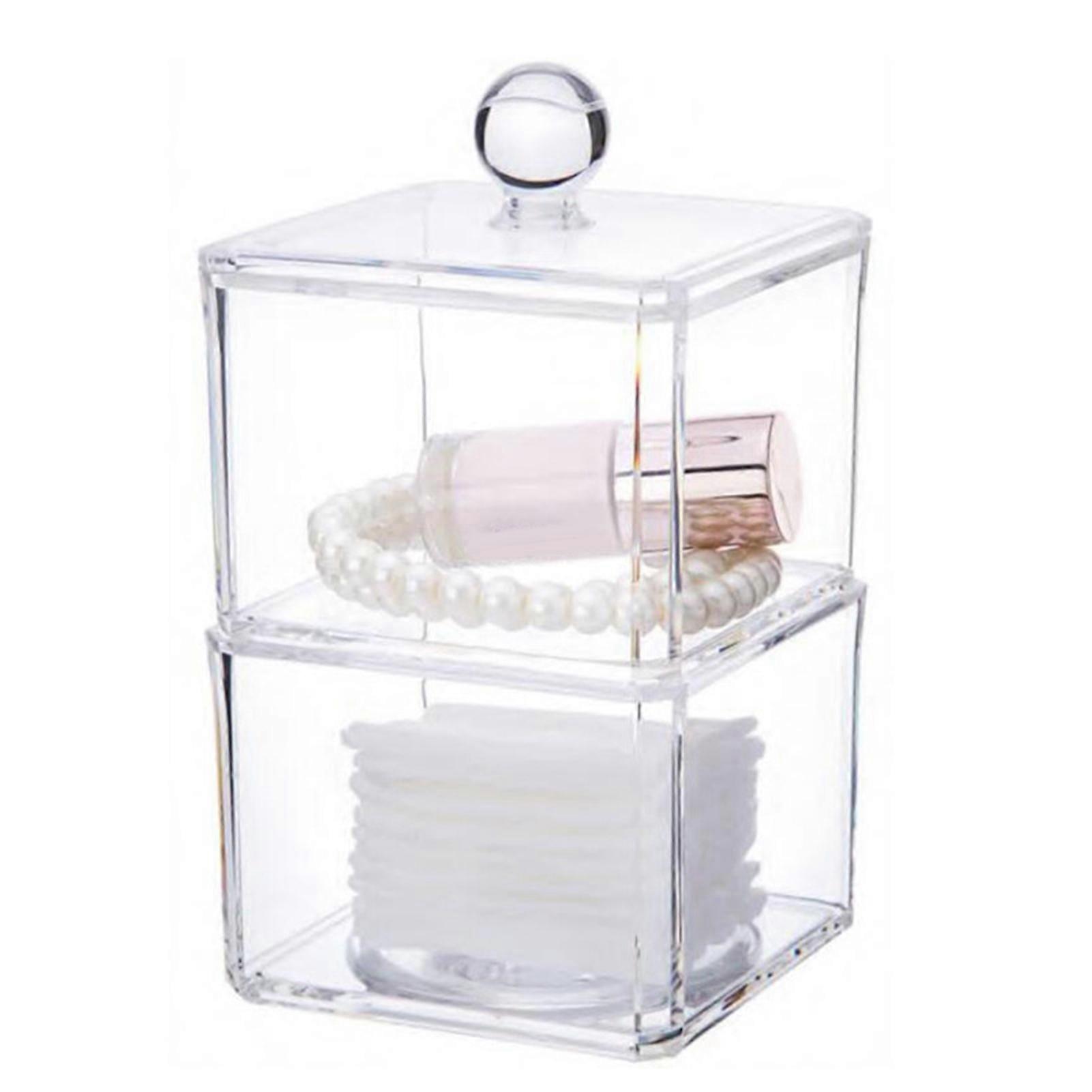 1 Set Makeup Cotton Box Transparent Visible Dustproof Easy to Refill with Lid Desktop Nail Polish Cotton Swab Jewelry Organizer Home Use KAESI