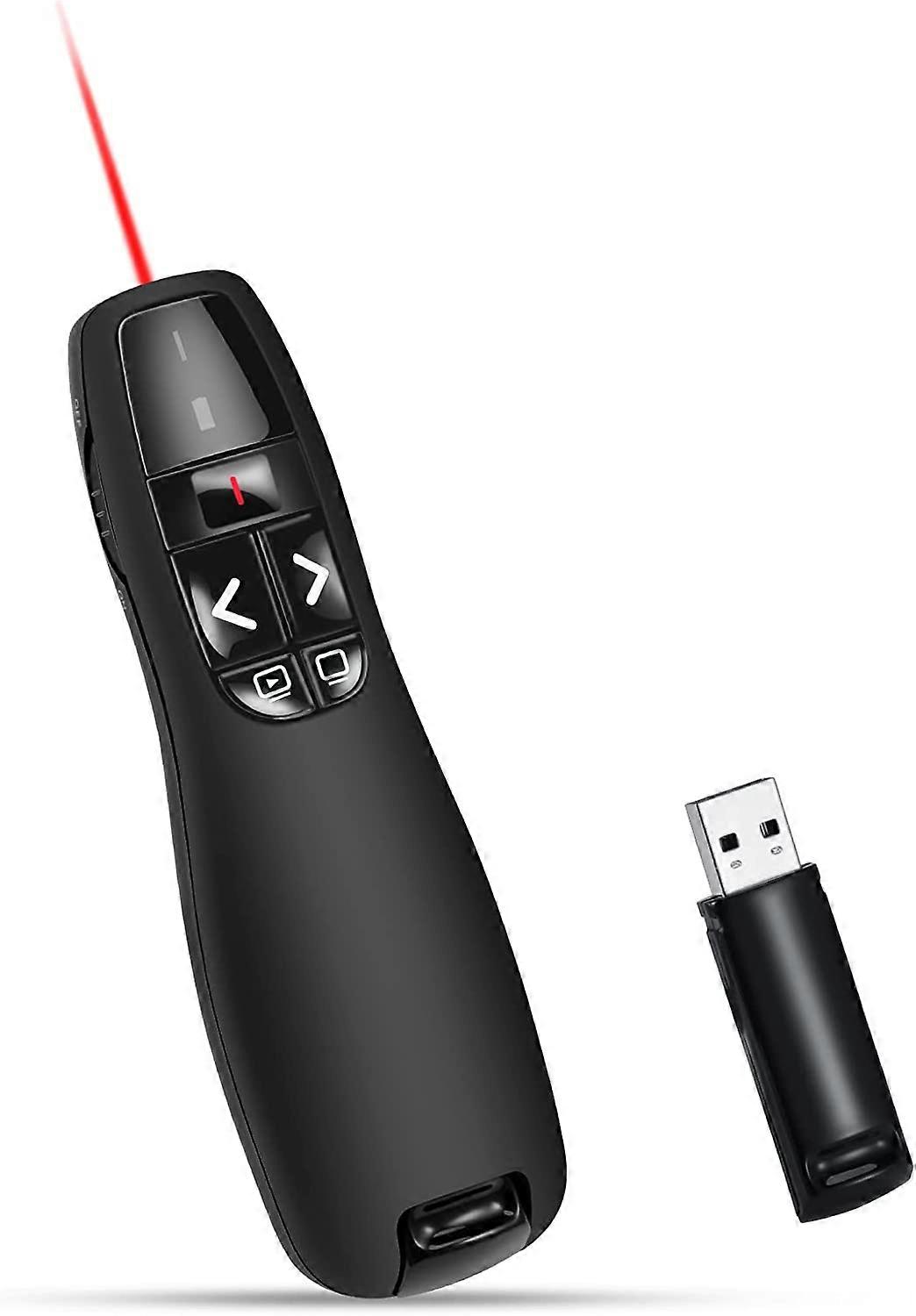 Presenter 2.4GHz Wireless Presenter with USB Receiver, Red Laser Pointer, Presentation with Remote Control, PowerPoint Presentation for PPT/ Mac OS/ W