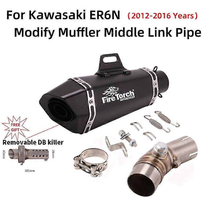 For Kawasaki ER6N 2012 2013 2014 2015 2016 Motcrcycle Exhaust System Escape Modify Middle Link Pipe Removable DB Killer Muffler