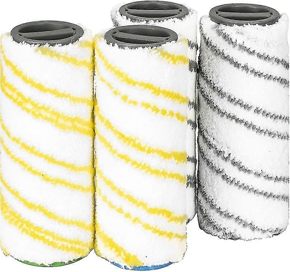 4 erstatningsruller 2.055-006.0/2.055-007.0 for Karcher FC3 FC5 FC7 EWM2 WirelessGray+Yellow