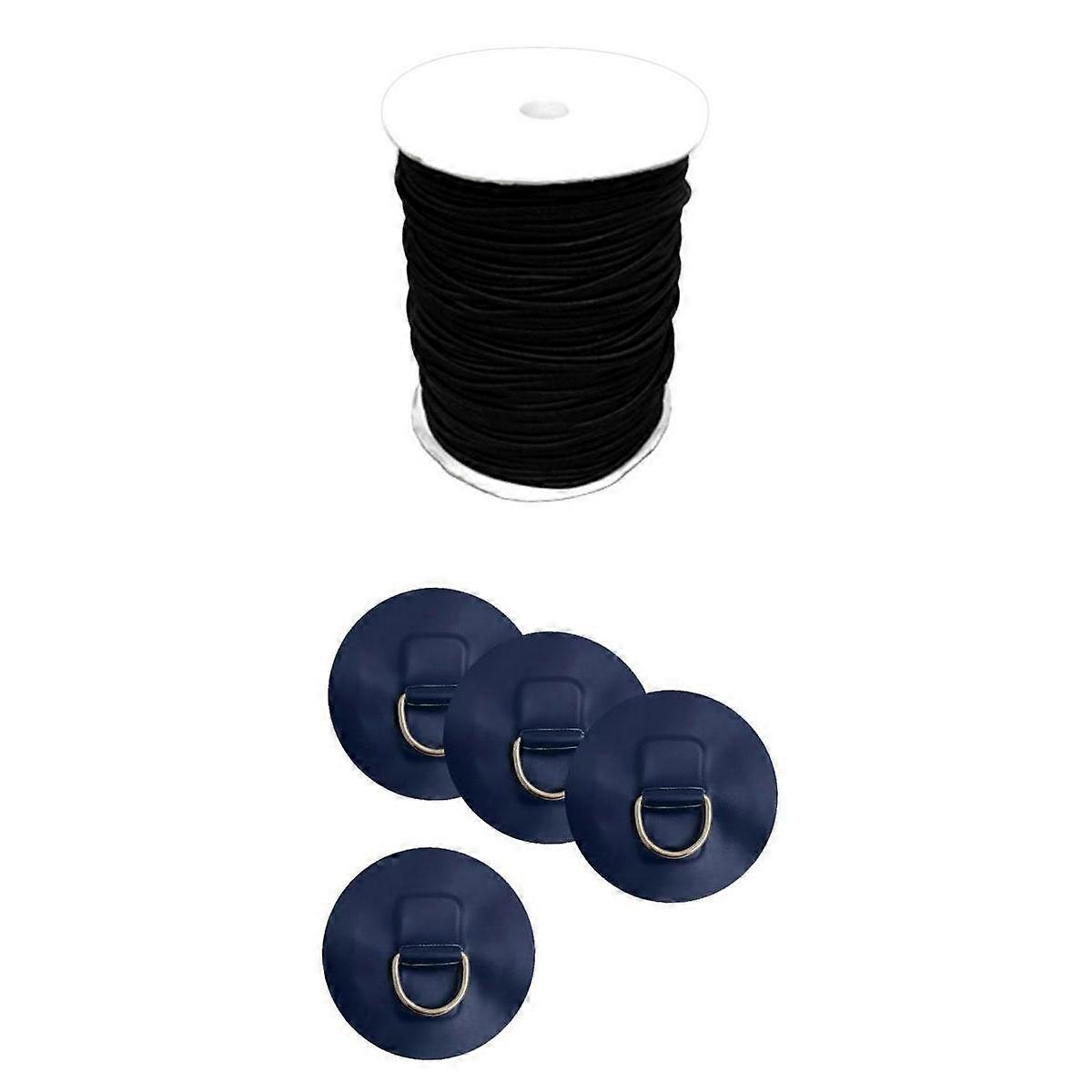 Stand Up Paddleboard SUP Bungee Deck Rigging Kit D Ring Patch Black + Blue