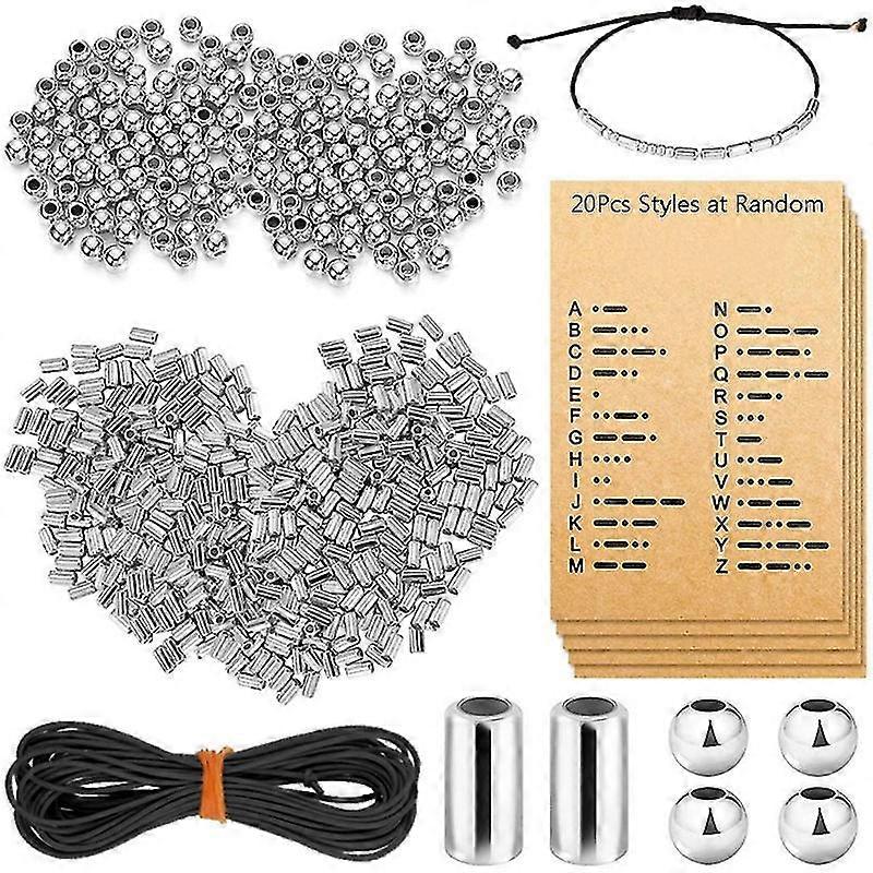 Morse Code Diy Bracelet Making Kit Round Spacer Beads Long Tube Spacer Beads