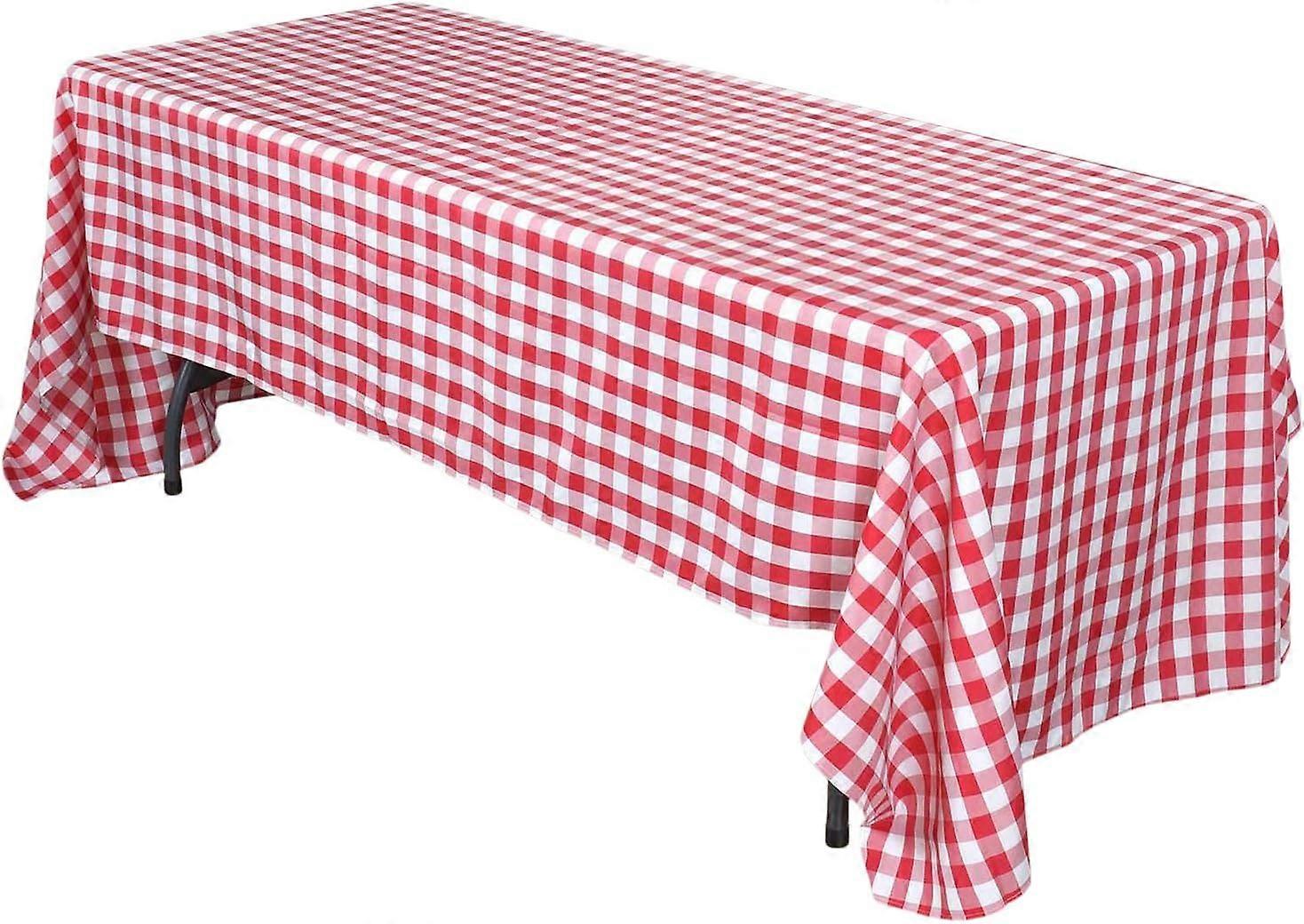 Checkered Buffalo Plaid Gingham Fabric Rectangle Tablecloth for Summer Picnics and Patriotic Parties (54" x 108")