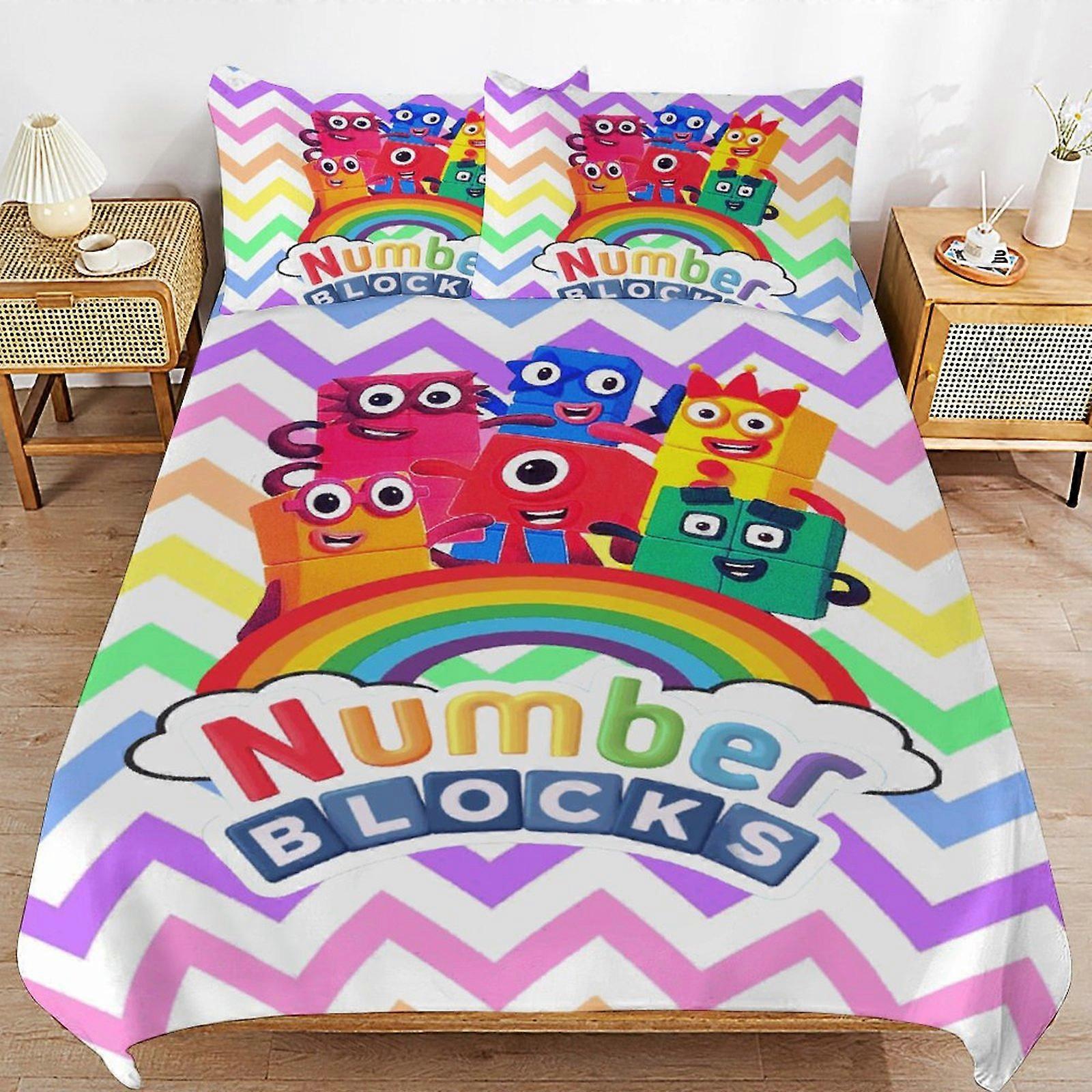 bedding set CA405 Numberblocks Bed Duvet Cover Microfiber Bedding Sets 3D Printed Lightweight 3 Piece Comforter Sets, 1 Duvet Cover And 2 Pillow DP405