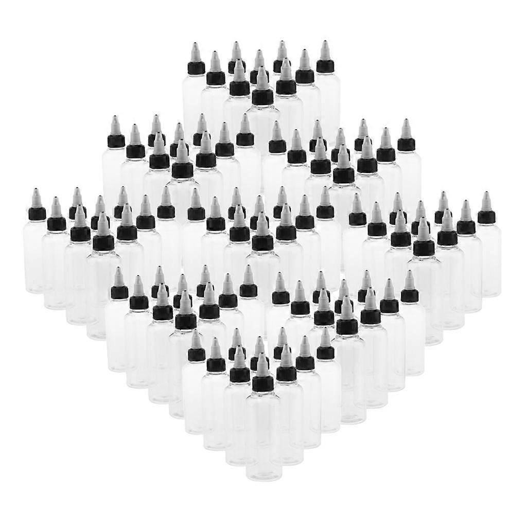 90 Pcs 100ml Empty Plastic Squeeze Glue Bottle W/  Top Cap Tip Applicator