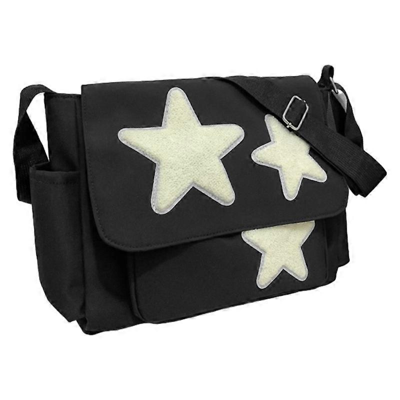 Wiuo Simpatica borsa diagonale per le donne borsa in tela a cinque punte a stella di grande capacità borsa per pendolari di classe studentesca bors...