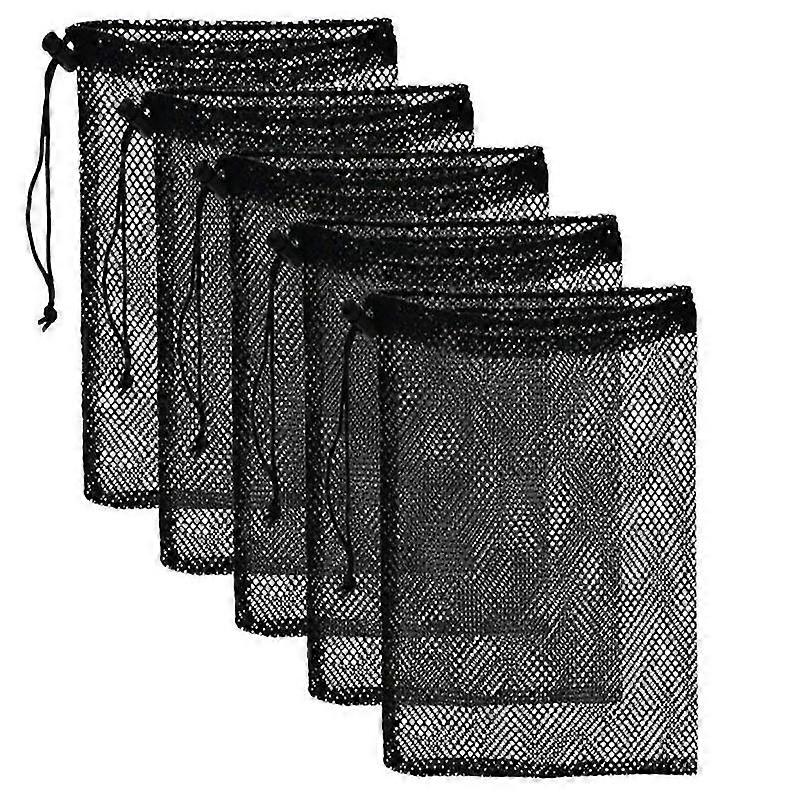 5 Pcs Mesh Stuff Sack Durable Nylon Drawstring Laundry Bag Rinsing Beach Toys Travel