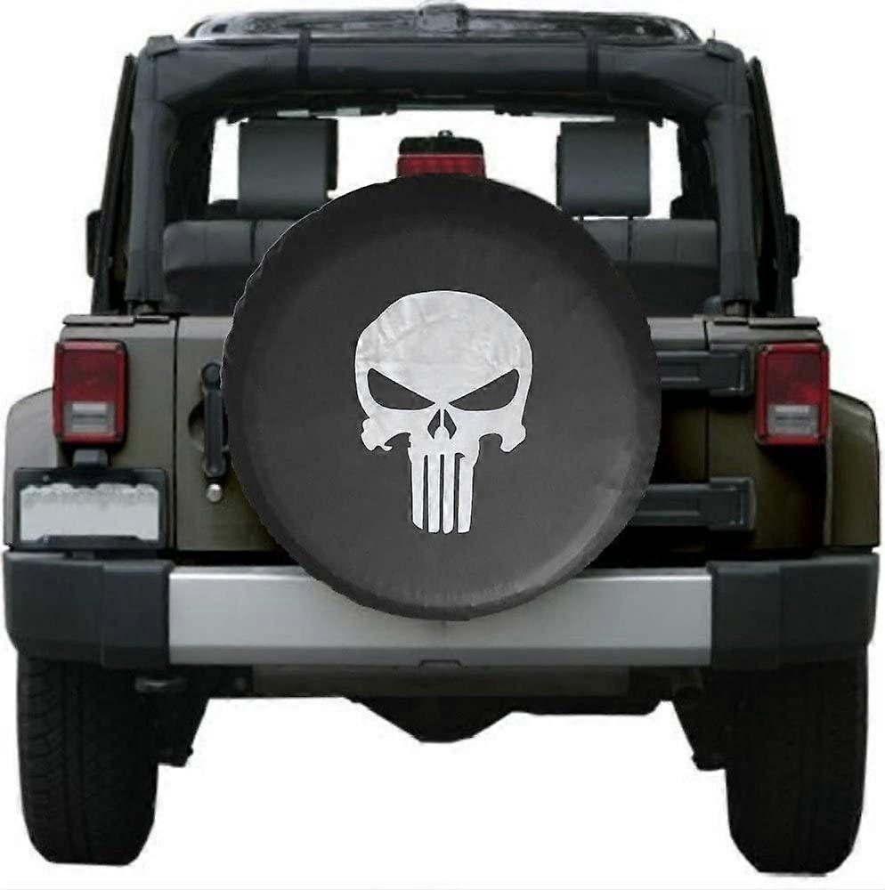Universal Spare Tire Case 4 WD 4 x 4 Spot Skull Soft Leather Protector Case (SKULL, 15" for Diameter 27'' - 29''),Rainproof Spare Tire Bag Sunscreen T